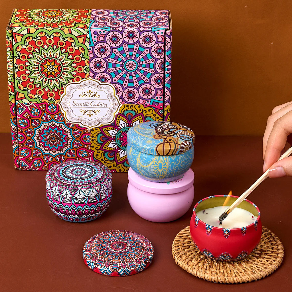 4PCS/Set Soy Wax Vintage Candle Box